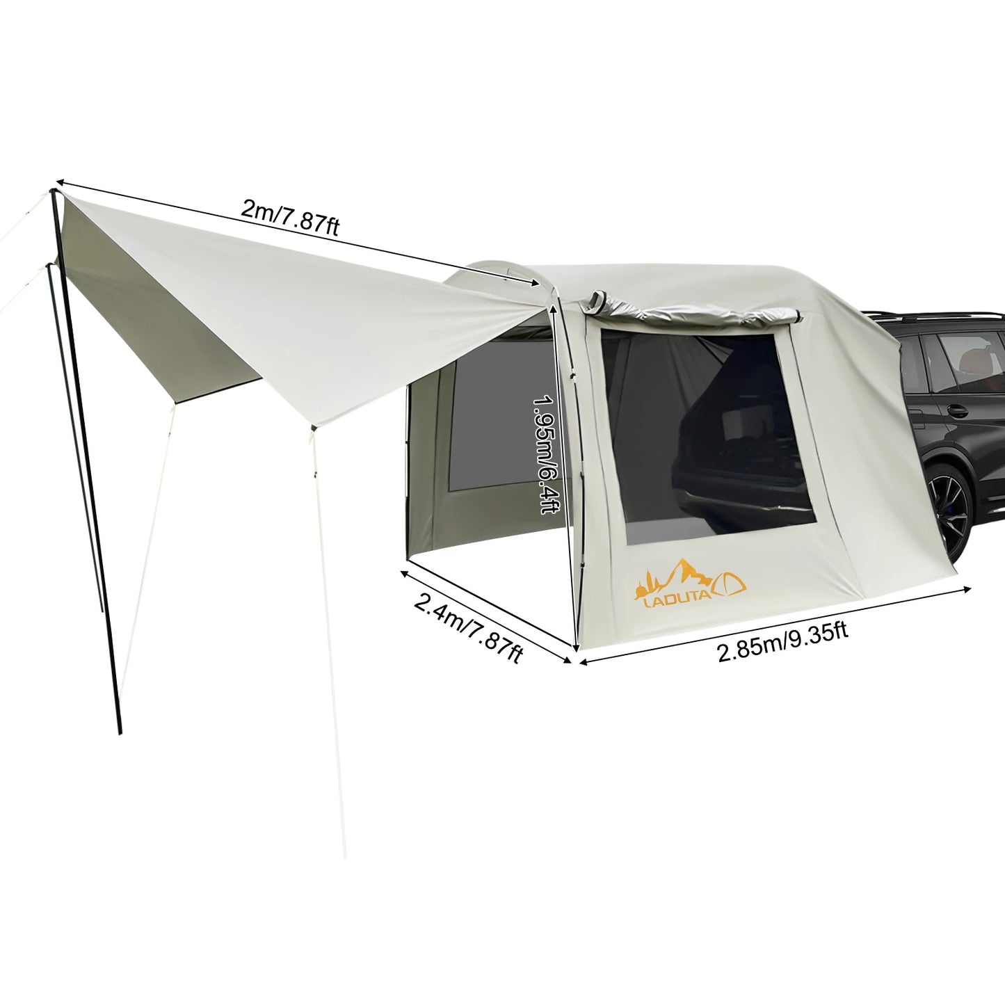 Car Awning Outdoor Tent, Car Tent Attachment For Camping, Car Camping Tent,Rear-Extending Car Tent
