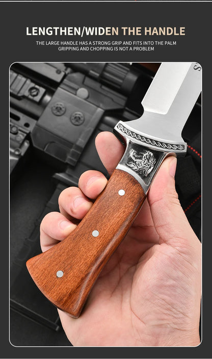 Outdoor Hunting Knife Camping High-Quality Professional Self-Defense Multi-Functional Portable Carnivorous Straight Knife, 12 in