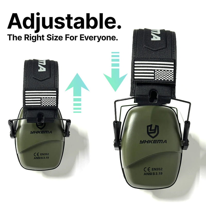 YHKEMA Passive Noise Cancelling Headphones, Foldable On-Ear Hearing Protection Earphones for Hunting, Work, Mowing - NRR 25dB
