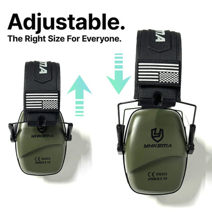 YHKEMA Passive Noise Cancelling Headphones, Foldable On-Ear Hearing Protection Earphones for Hunting, Work, Mowing - NRR 25dB