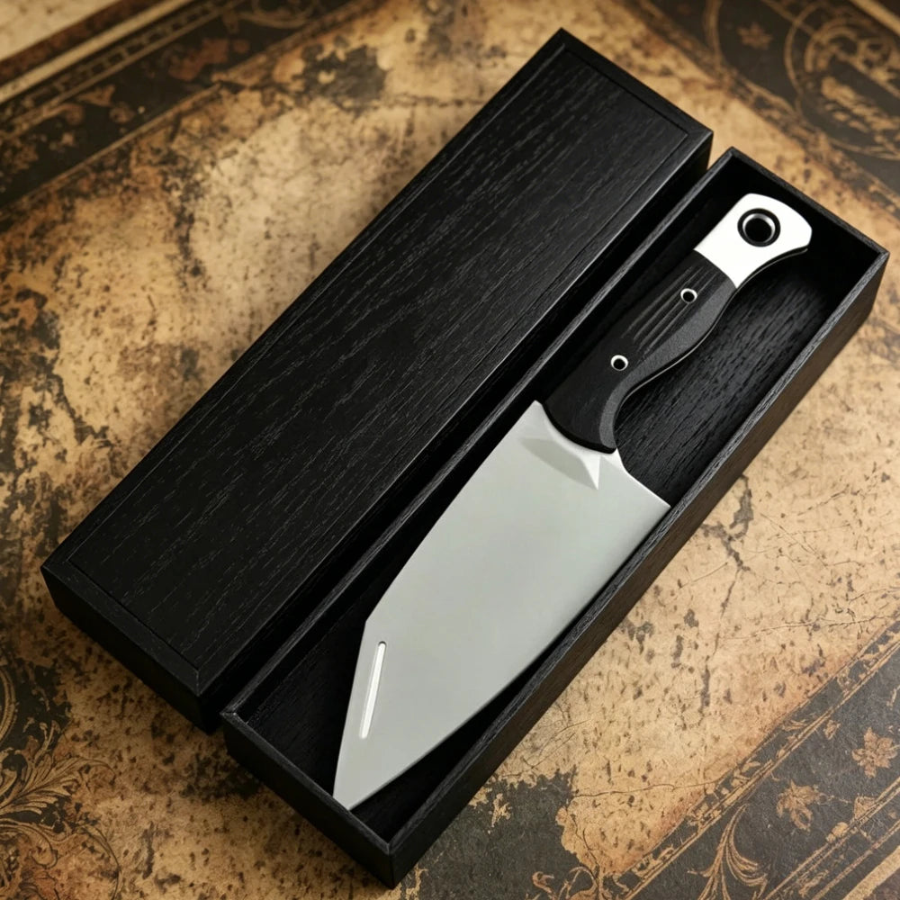 4010BK-01 Outdoor EDC Tactical Knife, Utility Style Full Tang Fixed Blade with D2 Steel Blade G10 Handle Camping Hiking Hunting