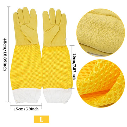 Beekeeper Beekeeping Gloves Protective Sleeves Ventilated Professional Anti Bee for Apiculture Beekeeper Prevent Beehive tools