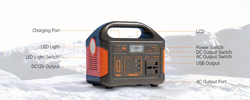 Gaiaray 500W 300W Portable Power Station 460.8Wh LiFePO4 Battery Charging Station 110V Solar Generator Emergency Power Bank for Camping Travel