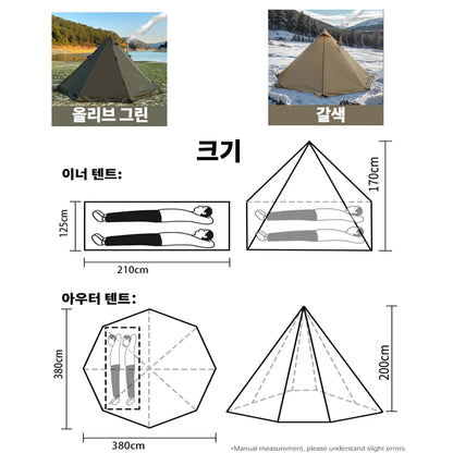 4 Season Camping Hot Tent with Stove Jack Waterproof Tipi Teepee Tent for 2 3 4 Person Winter Fishing Hiking Survival Bushcraft