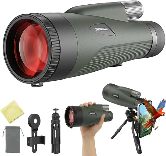 High Powered 15x65 Monocular Telescope with Phone Adapter&Tripod - BAK4 Prism FMC Lens for Bird Watching Travel Hiking