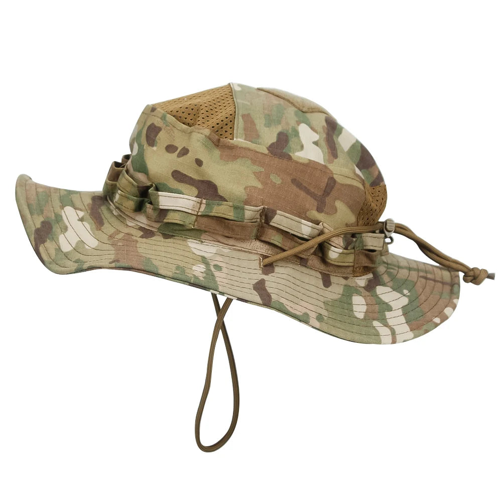 1pc/5pcs Camo Boonie Hat Sunscreen Breathable Bucket Hat Men's Outdoor Hiking Hunting Fishing Windproof Fisherman's Hat