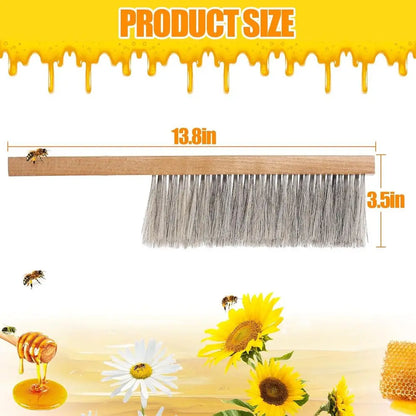 Natural Horse Hair Brush with Wooden Handle - Beekeeping Equipment for Hive Management