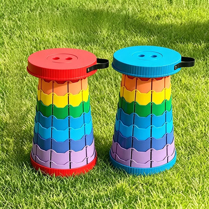 Rainbow Folding Stool, Adjustable Height PP Portable Collapsible Seat for Camping, Fishing, Hiking & Outdoor Activities