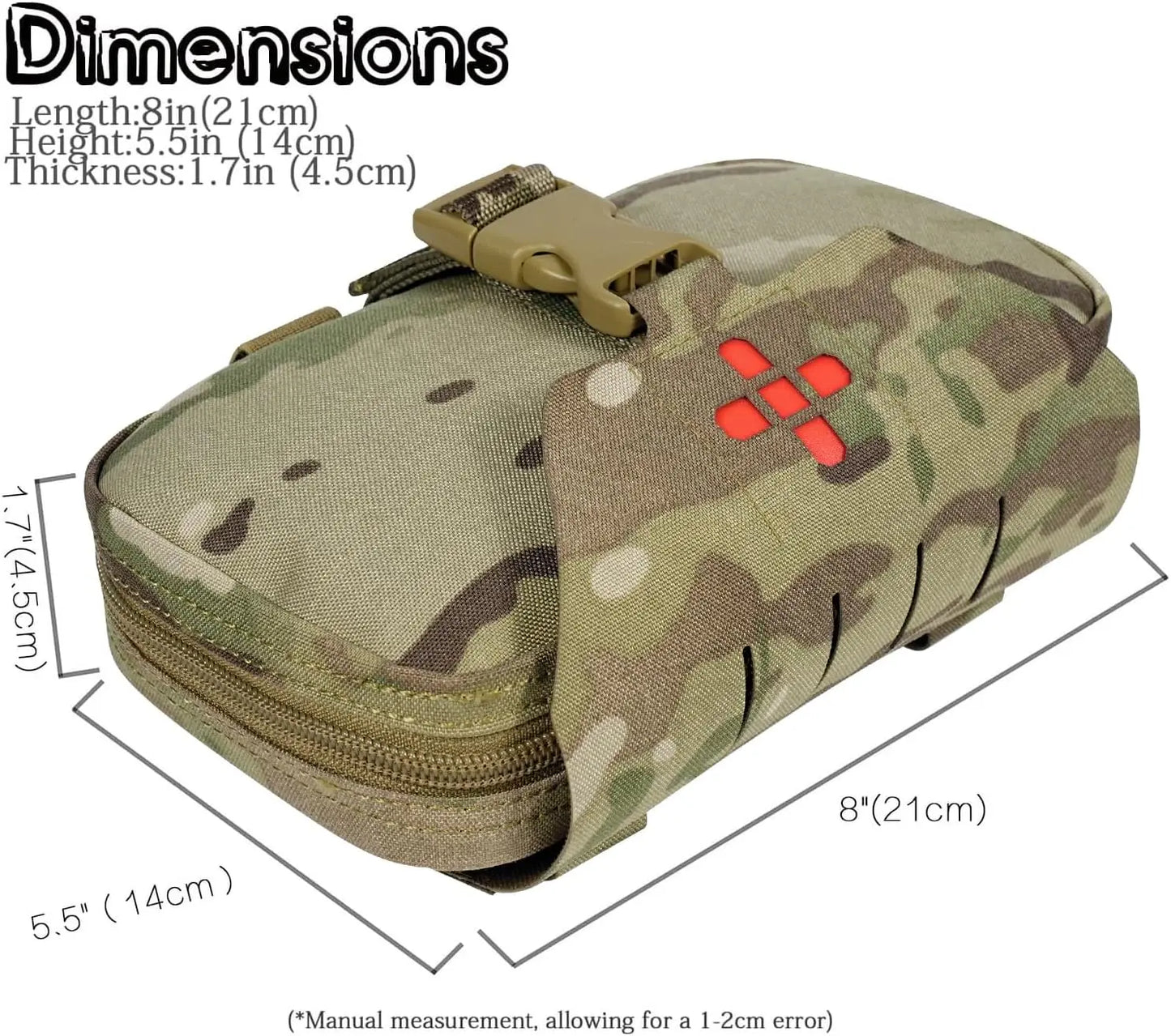 Rapid Deployment Tactical MOLLE Trauma Kit Pouch, Quick Release Tear-Off Medical First Aid Organizer with Red ID for Emergency Survival