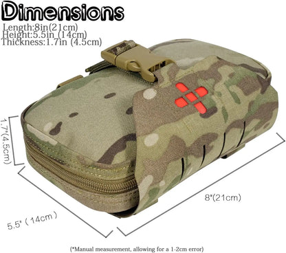 Rapid Deployment Tactical MOLLE Trauma Kit Pouch, Quick Release Tear-Off Medical First Aid Organizer with Red ID for Emergency Survival