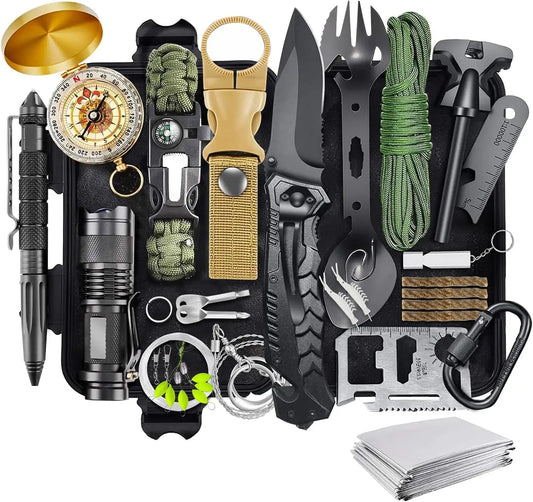 30-in-1 Survival Kit for Men & Women, Adventure Gifts, Camping Fishing Hunting Gear