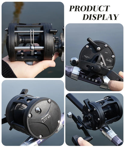 BILLINGS Trolling Drum Fishing Reels 33LB Max Drag 3.8:1 Gear Ratio High Toughness Body Freshwater & Saltwater Universal Bait Caster Fishing Reel