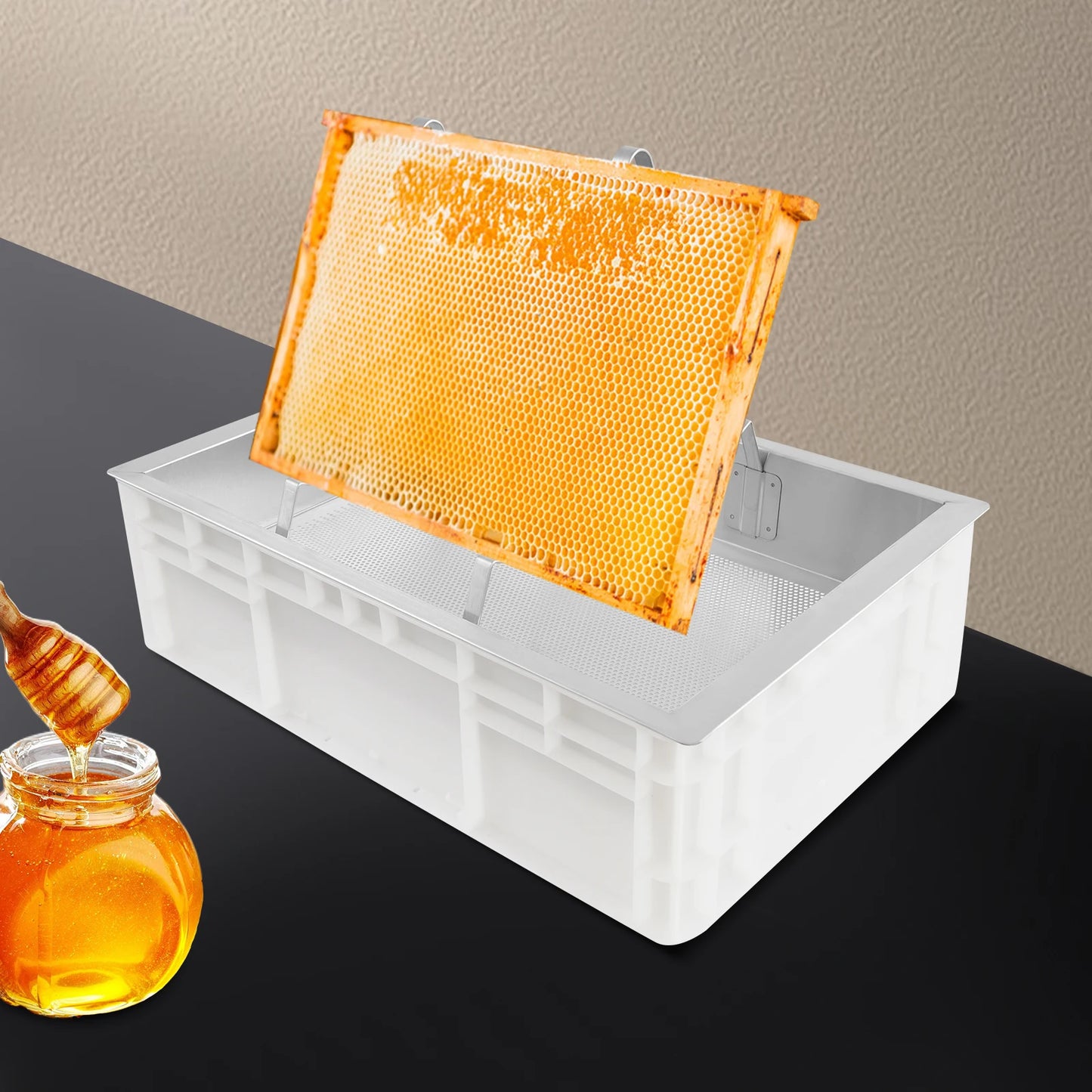 24.41*16.93*7.87in Stainless Steel Honeycomb Uncapping Tray Beekeeping Tools Honey Harvesting Tool Set Honey Collecting Tool Kit