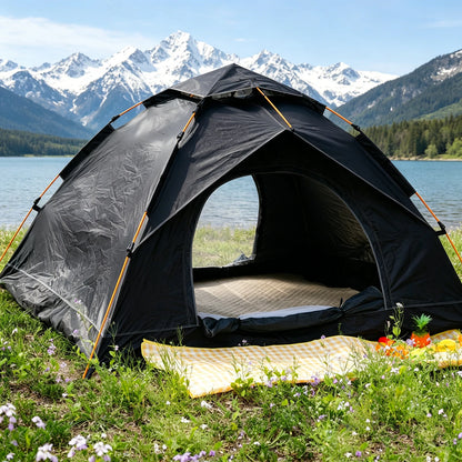 PAKICETUS 1-3 Person Pop Up Camping Tent, 60s Fast Setup Dual Door Portable Dome Tent with Storage Bag for Backpacking Hiking Outdoor Backyard Use