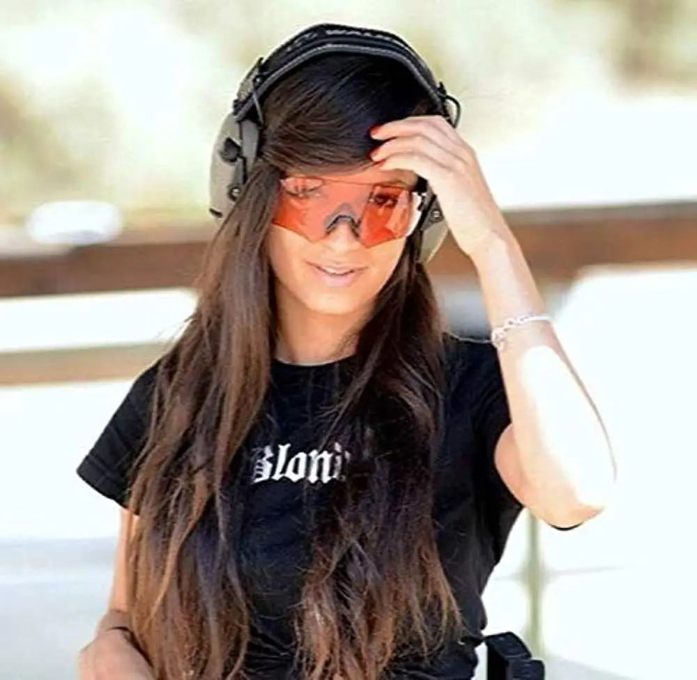 Electronic Shooting Hearing Protection Muffs, 23dB NRR Sound Amplification & Suppression, Ultra-Low Profile with Case