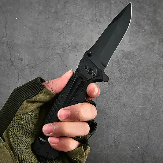 Multi functional outdoor camping knife with safety lock, foldable blade and sharp pocket tactical knife, suitable for fishing