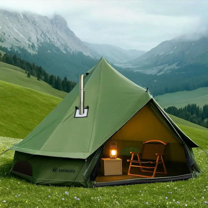 Family Outdoor Canvas Bell Yurt Tent with Stove Jack