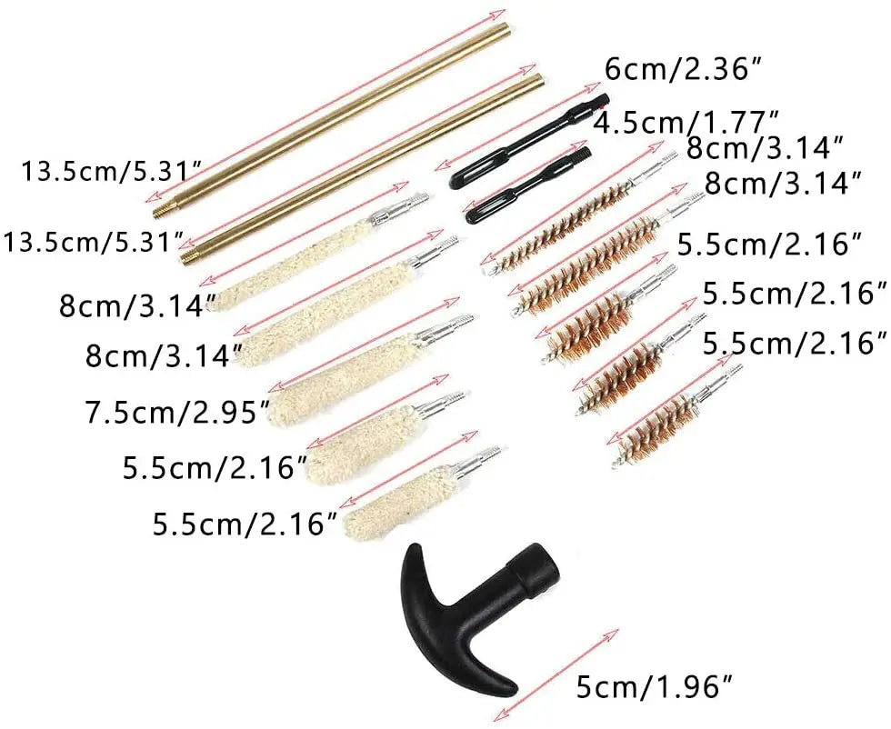 16Pcs/set Tactical Cleaning Kit Universal Brass Cleaning Tool Rod for .22/9mm/.40/357 Caliber Cleaning Kit