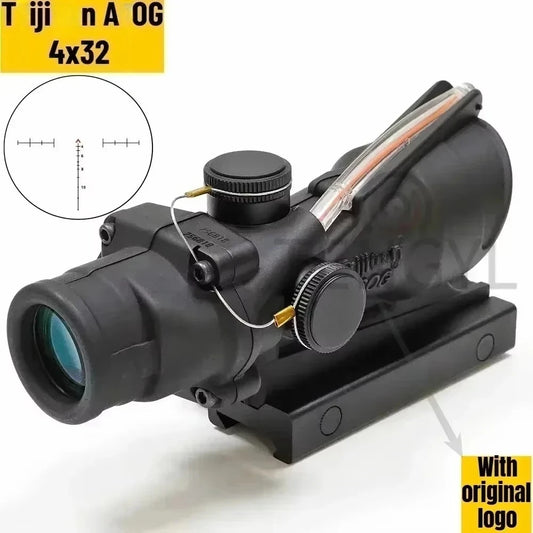A OG 4x32 Hunting Fiber Illuminated Red Chevron Scope with Killflash and Embossed Logo Rifle Scope Ar 15