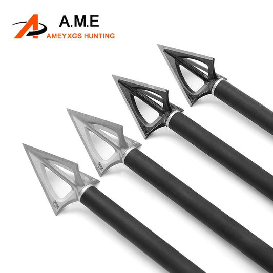 6/12pcs Hunting Broadhead 100 Grain Stainless Steel Blade Arrowheads Archery