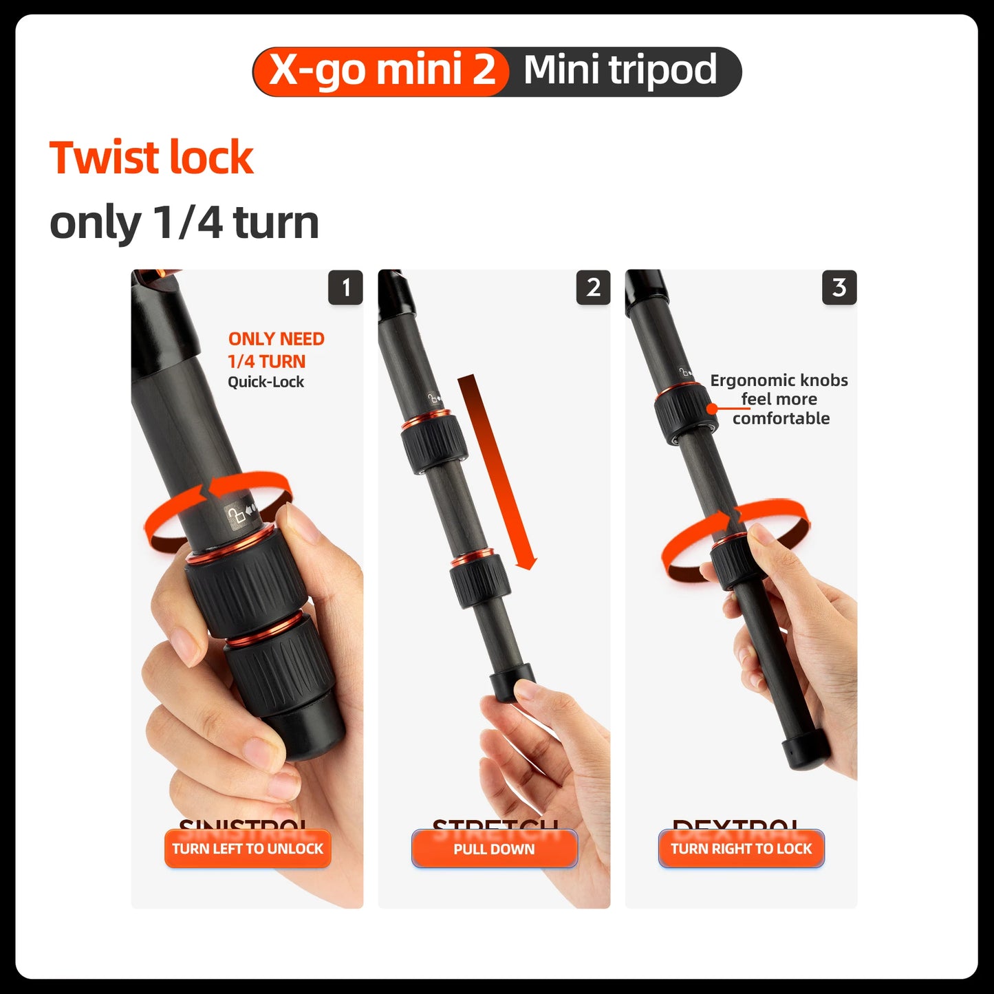Fotopro Mini Tripod Portable Desktop Carbon Fiber Travel Tripod for Camera with Ball Head X-GO MINI2