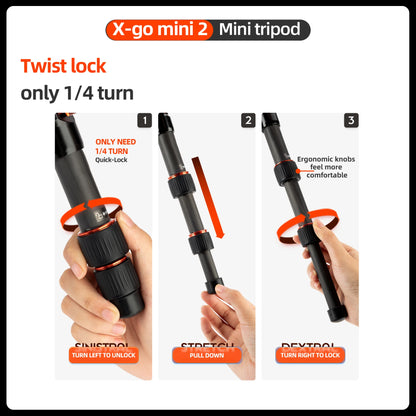 Fotopro Mini Tripod Portable Desktop Carbon Fiber Travel Tripod for Camera with Ball Head X-GO MINI2