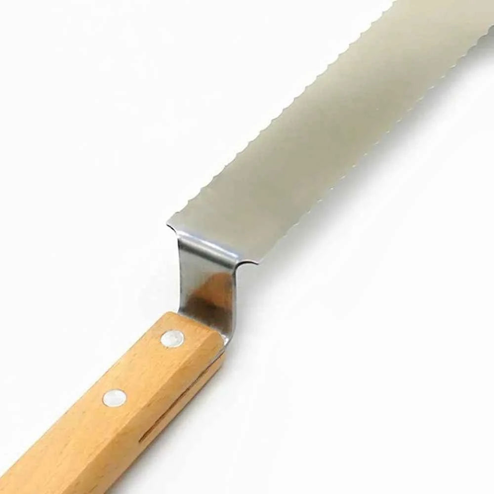 Serrated Uncapping Knife with Wooden Handle, 16" Stainless Steel Beekeeping Tool for Efficient Wax Removal