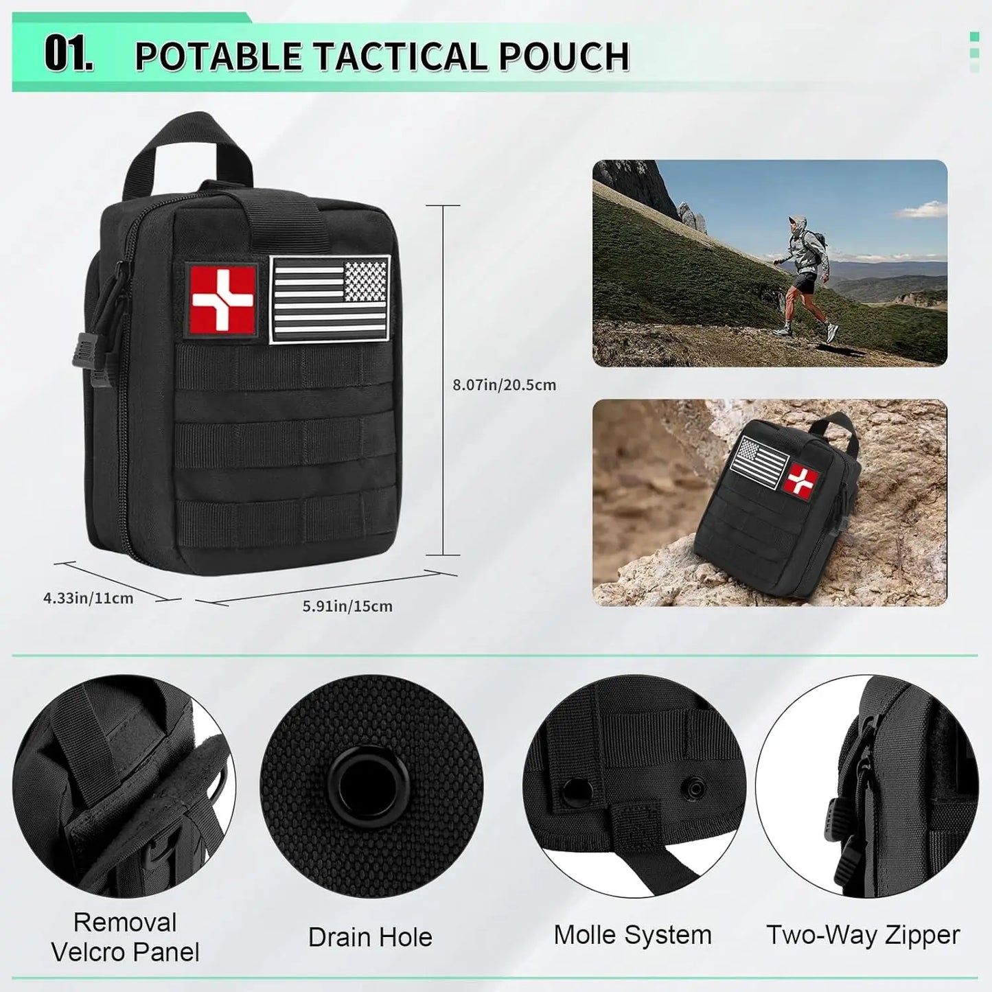 171 PCS Survival First Aid Kit with Emergency Tent, Gear, and MOLLE Bag for Outdoor Adventures, Travel, Home