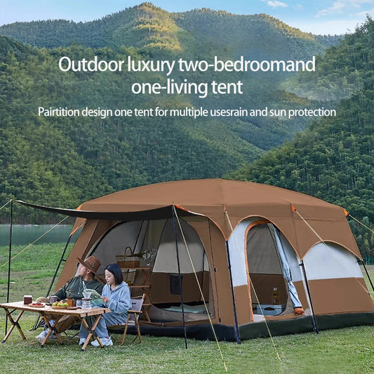 Upgraded 4 Season Camping Tent 3-12 Person Waterproof Windproof Double Layer 2 Room Family Outdoor Backpacking Equipment
