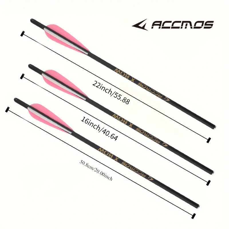 16/18/20/22 Inches ACCMOS 8.8mm Mixed Carbon Crossbow Arrows with Nock & Inserts Archery Hunting Bolts 12pcs