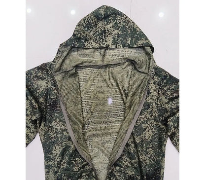 Men Fishing Hiking Sets Outdoor Tactical Mesh Hoodie Mosquito-Proof Set Camping Jacket Elastic Waistband Hunting Pants Men Kids