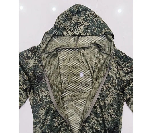 Men Fishing Hiking Sets Outdoor Tactical Mesh Hoodie Mosquito-Proof Set Camping Jacket Elastic Waistband Hunting Pants Men Kids