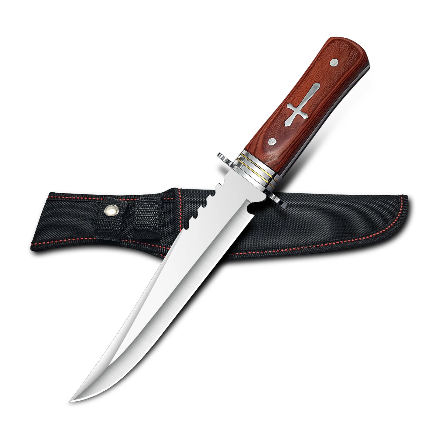 A survival knife suitable for daily carry, applicable to outdoor camping, combat and hunting.