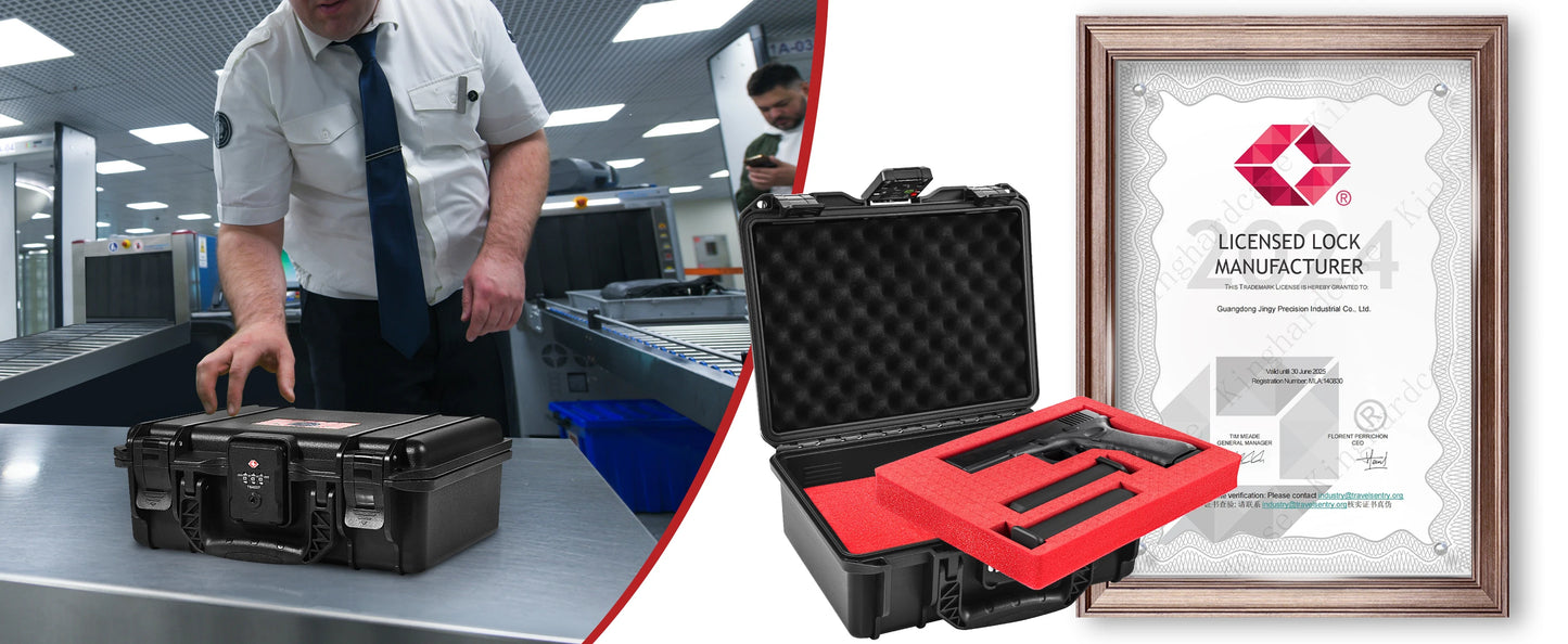 Hard Pistol Case, Waterproof Shockproof Lockable Handgun Case with Foam, TSA Compliant Travel Case for Semi-Auto Pistols and Revolvers