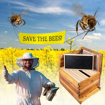 10-Frame Beehive Kit with 24-Piece Beekeeping Tools, Wax-Coated and Painted Hive Boxes, Professional Starter Equipment