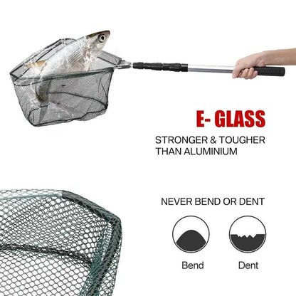 Fishing Landing Net Aluminum Alloy Durable Telescoping Extend to 190cm/130cm/55cm Folding Mesh Safe Fish Catching Releasing