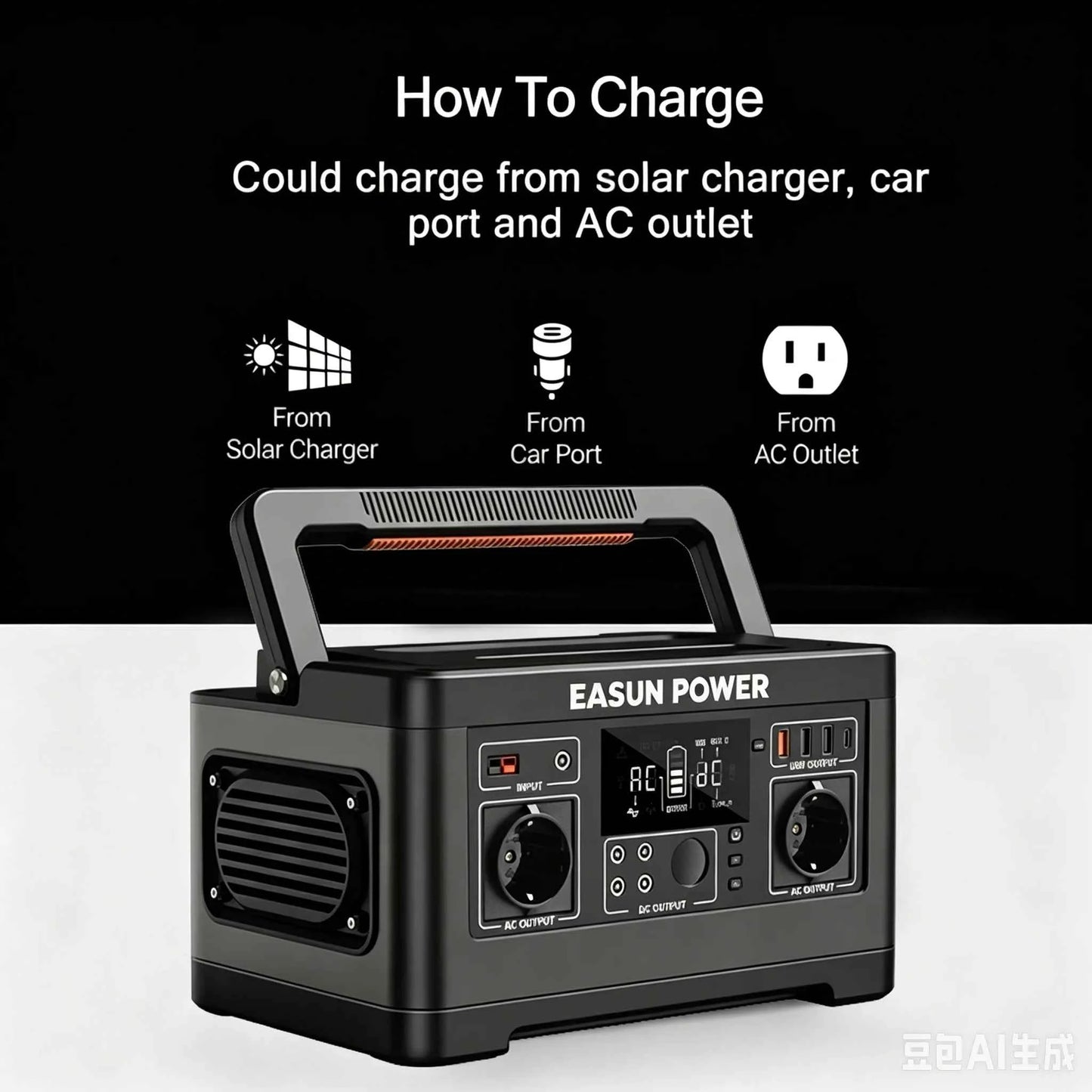 EASUN POWER 600W 300W Portable Power Station Solar Generator Quick Charge AC Outlets for Outdoor Camping RV Home LiFeP04 Battery for US No DUTY
