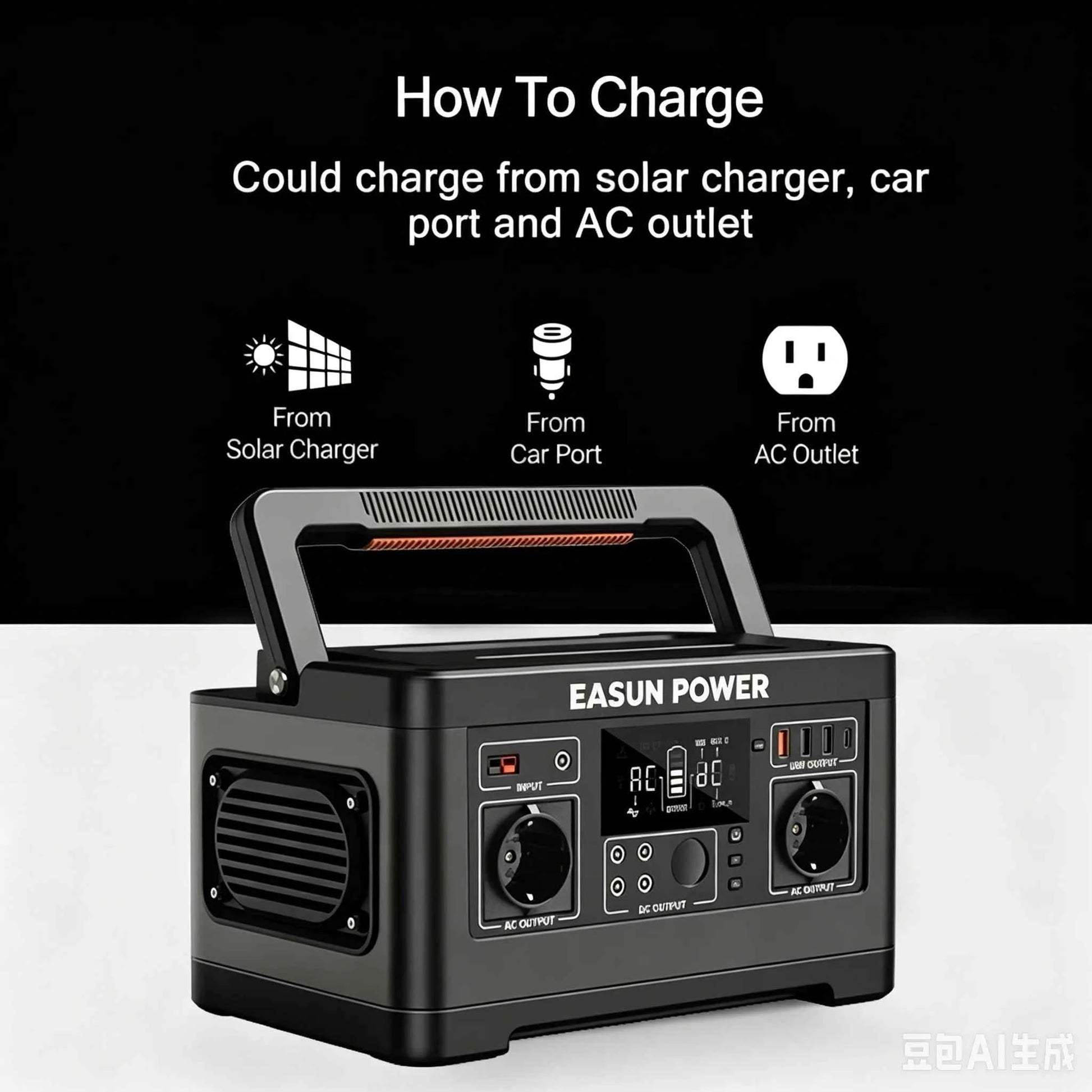 EASUN POWER 600W 300W Portable Power Station Solar Generator Quick Charge AC Outlets for Outdoor Camping RV Home LiFeP04 Battery for US No DUTY