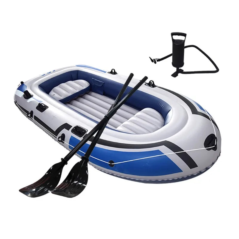 2-4 Person Inflatable Kayak Boat, Heavy Duty PVC Raft Canoe for Fishing Rafting Water Sports, Blue White & Yellow