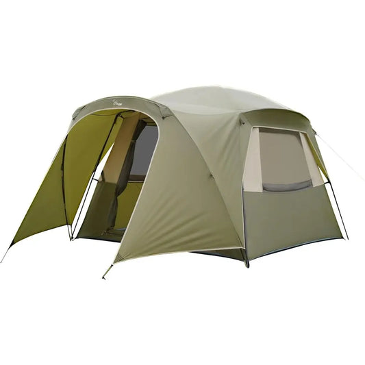 4-Person Double Layer Waterproof Family Tent with Mesh Door and Windows for Camping and Hiking
