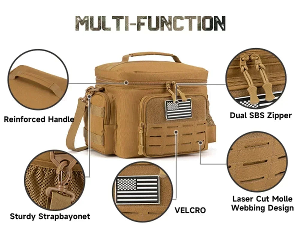 13L Tactical Thermal Cooler Bag Picnic Cooler Box Camping Lunch Bag Outdoor Heavy Duty Lunch Box Cooler Backpack Camping Storage