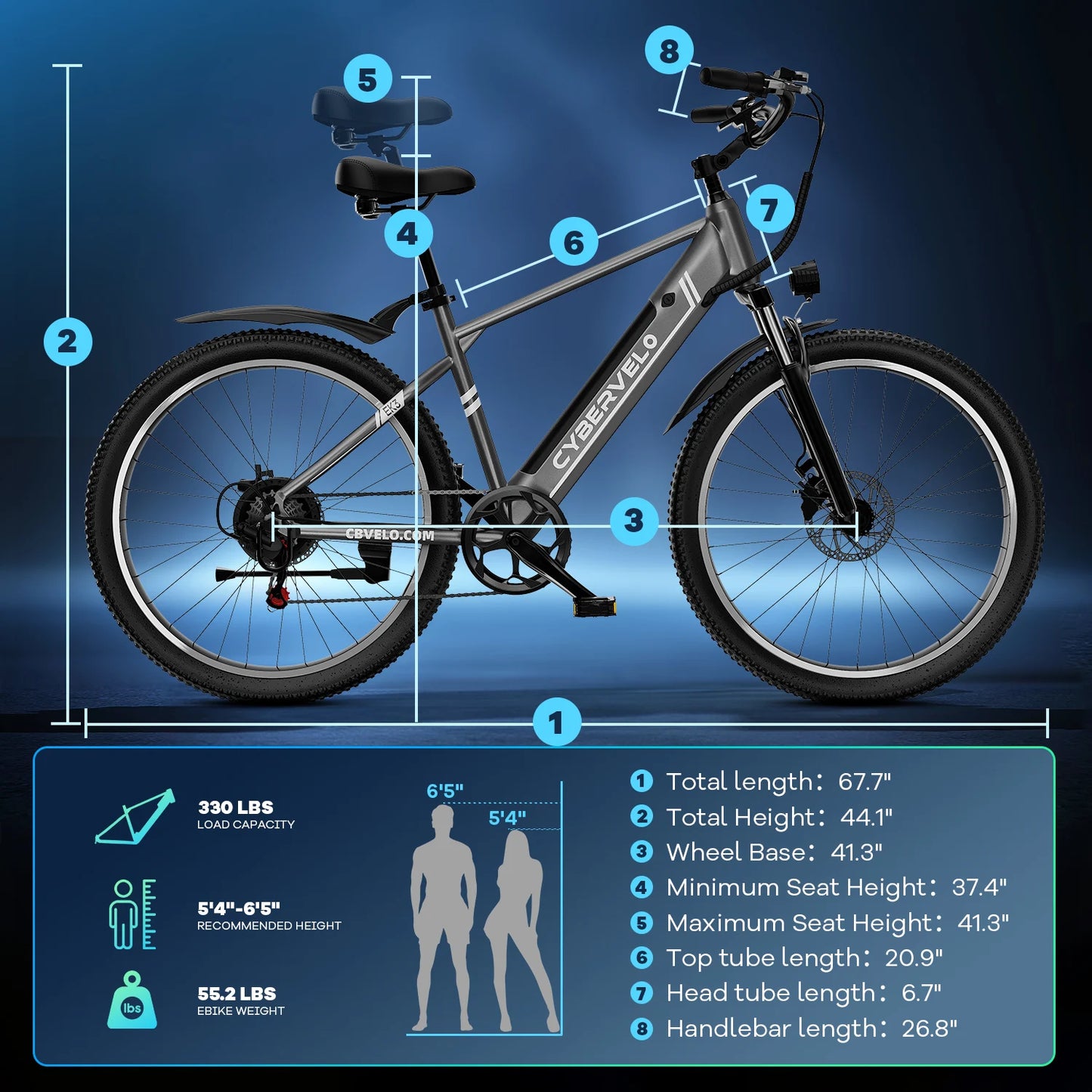 26"x1.95" 1000W Peak Electric Bike for Adults, City travel bike, built-in 48V battery, 7-Speed shift city commute E-Bike EK3