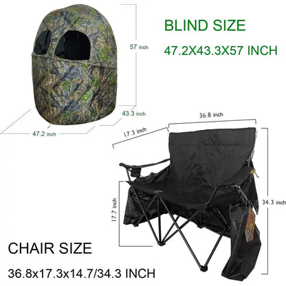 2-Person Transparent Hunting Shelter with Integrated Seating for Deer and Turkey Hunting