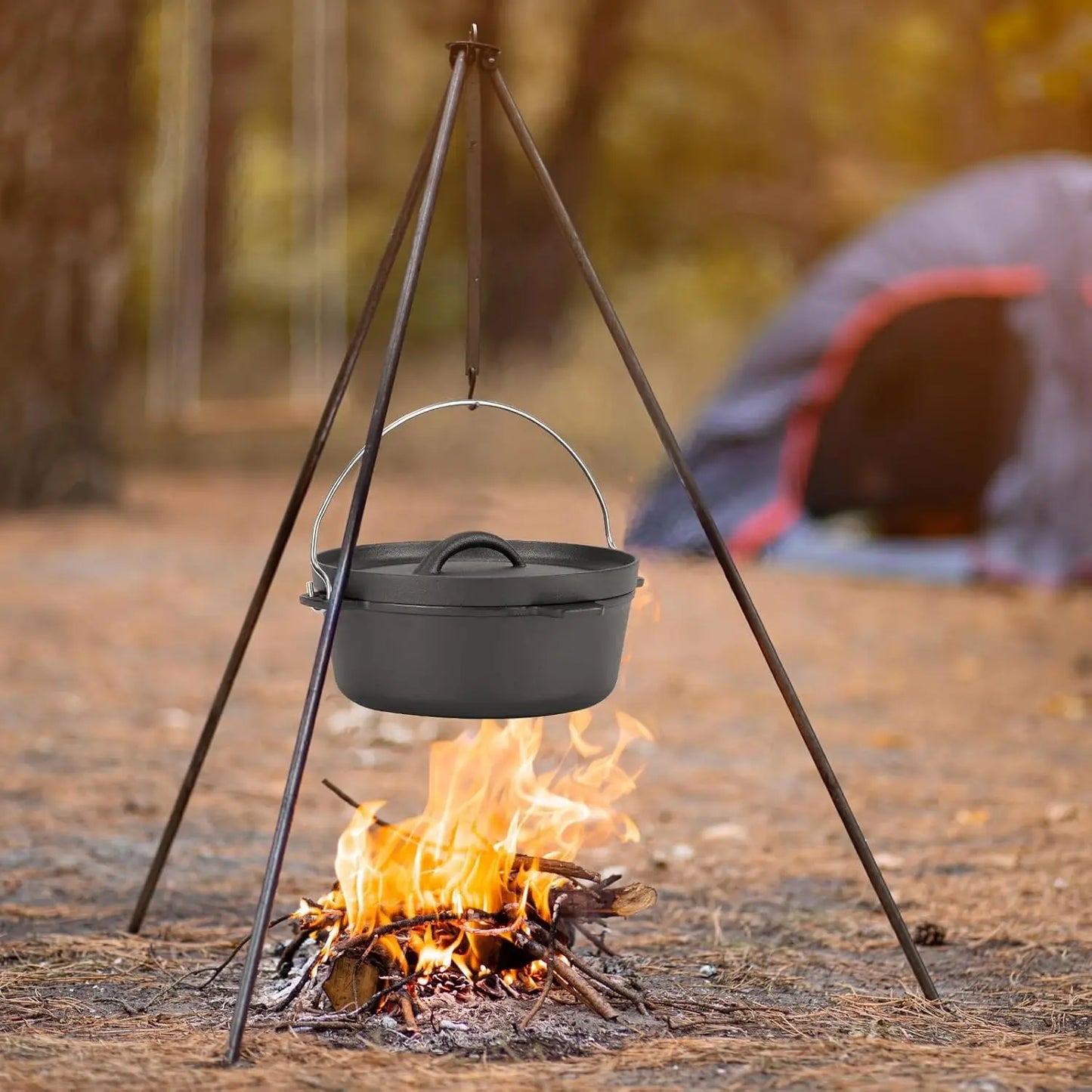 Cast Iron Dutch Oven Pot with Lid, 1.5 Quart for Small Dishes, Camping Cookware, BBQ & Garlic Roaster