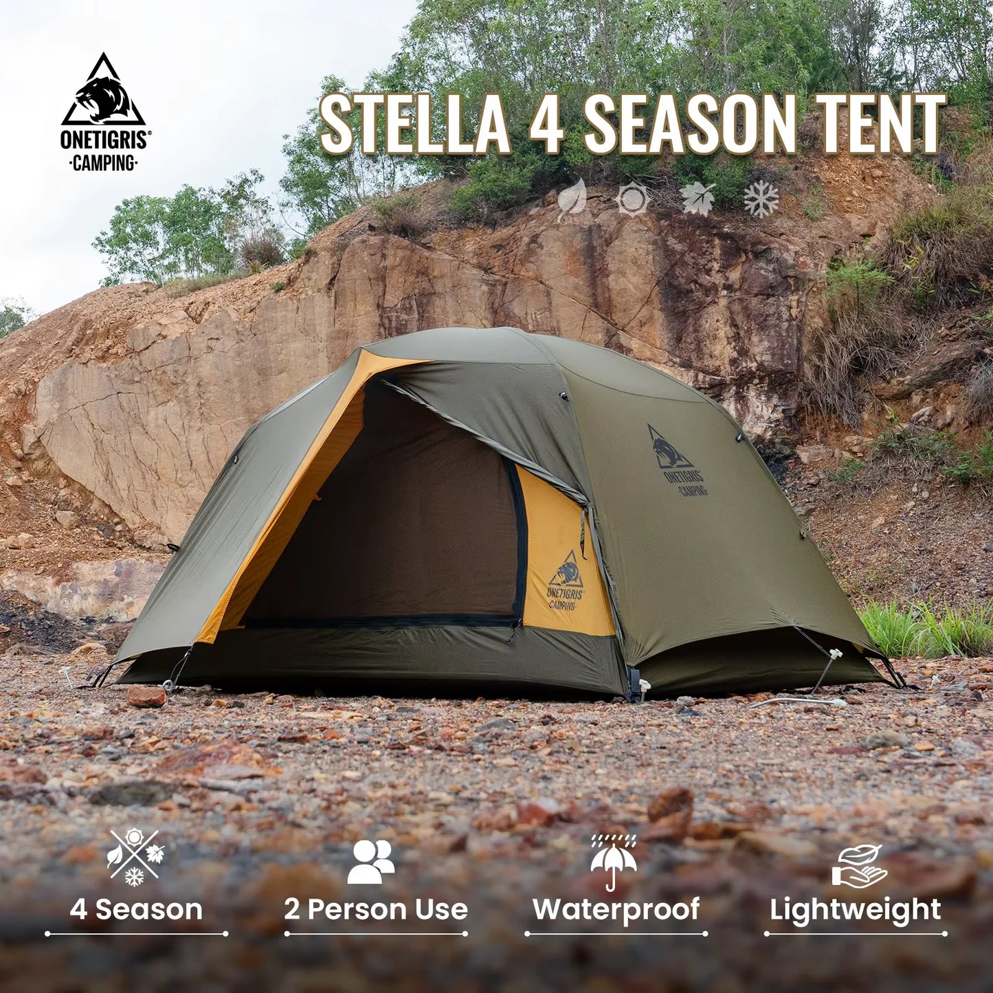 4 Season 2 Person Tourist Tents Lightweight Double Layer 3000mm Waterproof Outdoor Hiking Beach