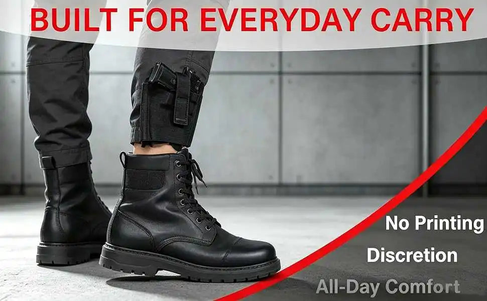 Ankle Holster Concealed Carry Gun Holster Ambidextrous Tactical Leg Holster with Spare Pocket for Subcompact Pistol