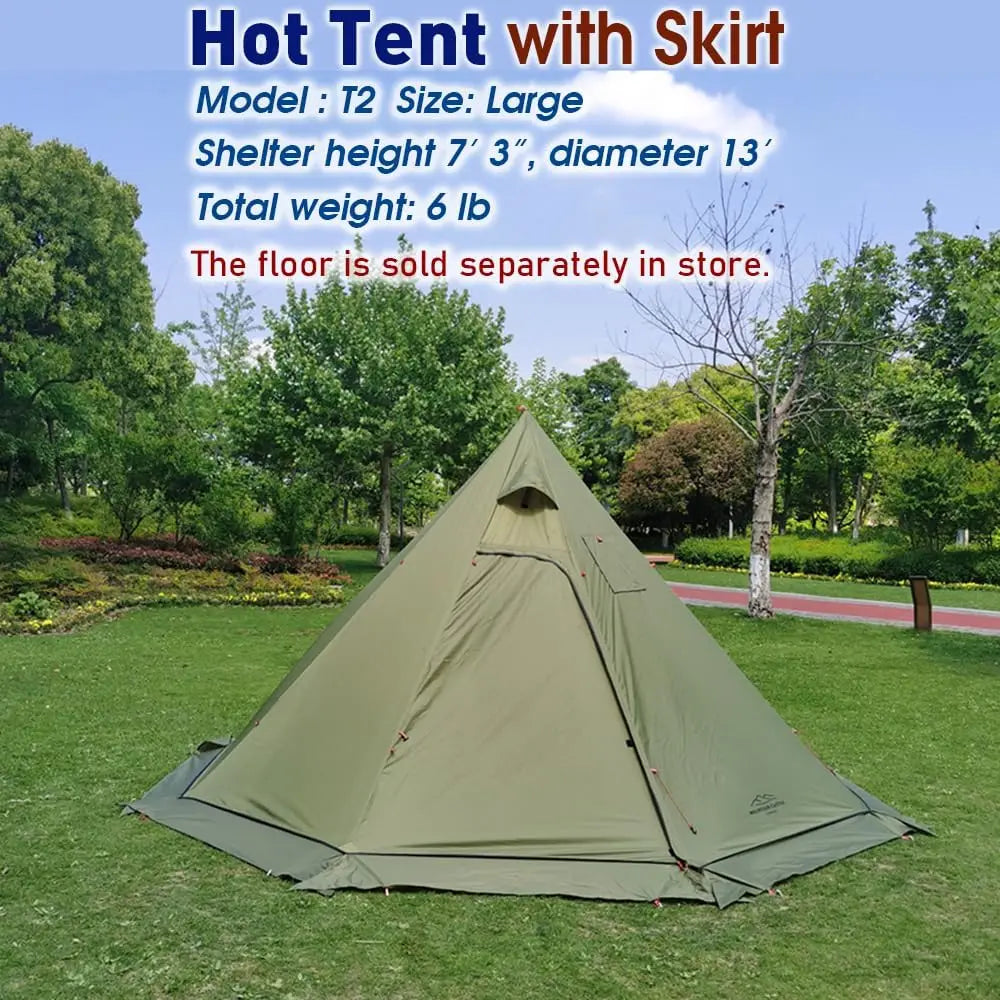 Lightweight 5lb Tipi Hot Tent with Stove Jack, 7'3" Standing Room for Camping and Hiking