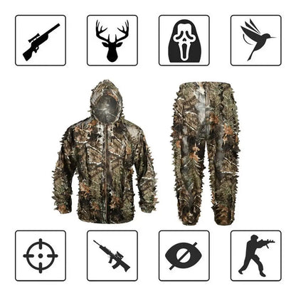 Outdoor Ghillie Suit Camouflage Clothes Jungle Suit CS Training Leaves Clothing Hunting Suit Pants Hooded Jacket Men Women Kids