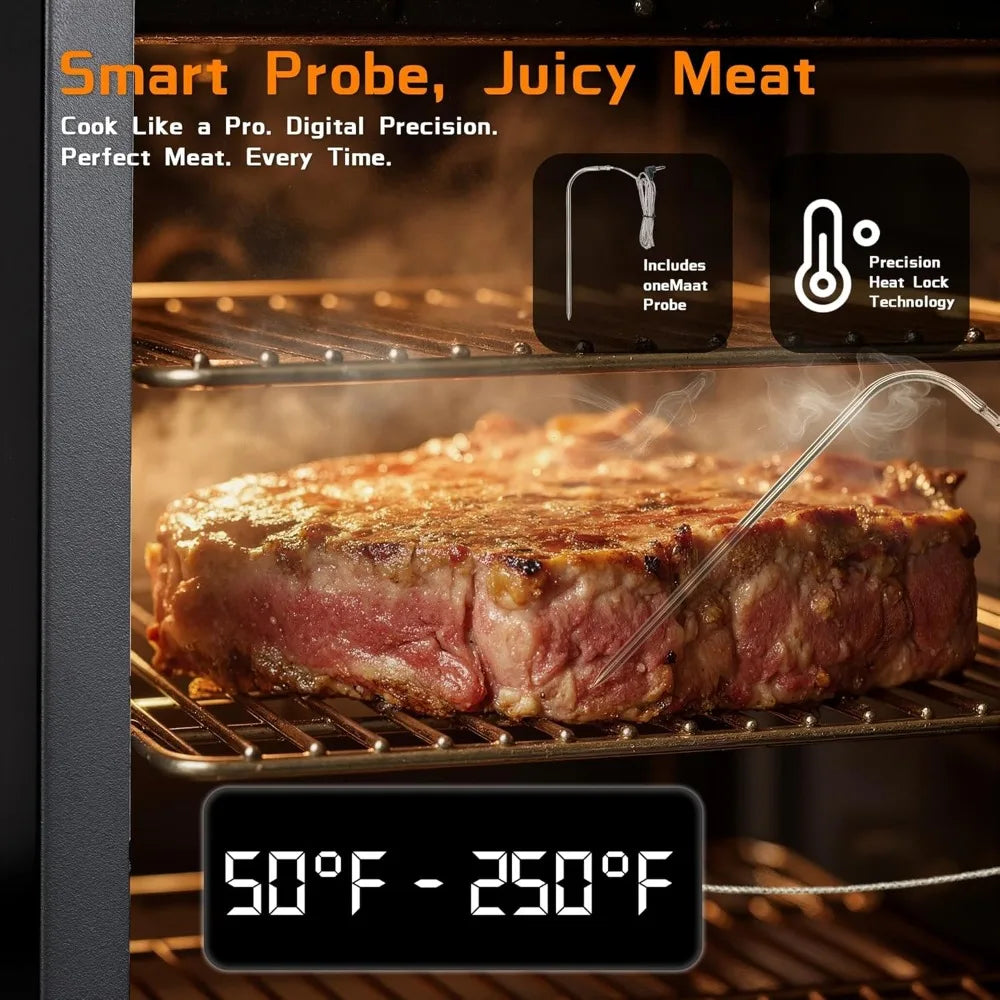 Large Vertical Electric Smoker Grill - 633 sq in, 4 Racks, Built-in Meat Probe, Weather-Resistant Cover for BBQ