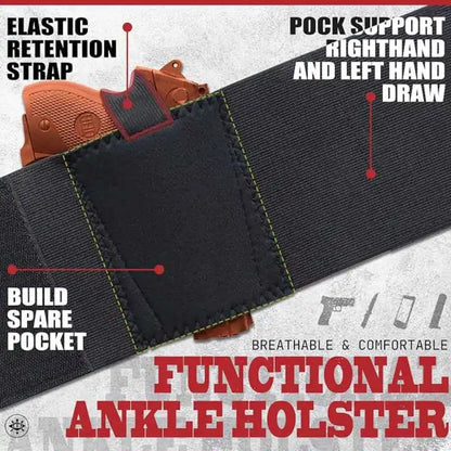 Ankle Holster Concealed Carry Gun Holster Ambidextrous Tactical Leg Holster with Spare Pocket for Subcompact Pistol